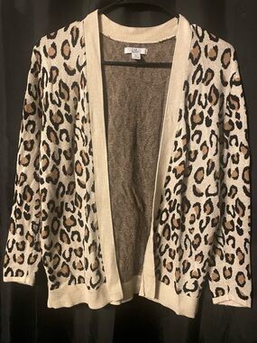 Croft & Barrow Leopard Print Open Front Cardigan - Beige/Tan/Black